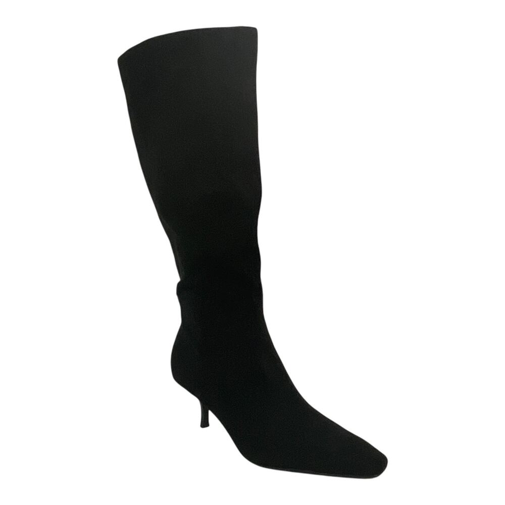 Nine West Women's Havier Wide Calf Knee High Kitten Heel Boots Black Size 8
